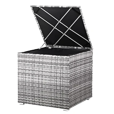 Image of CASARIA® Polyrattan Garden Cushion Storage Box With Lid 318 Litres Capacity 75x75x70cm Waterproof Weatherproof Outdoor Organiser Chest Gas Pressure Lifting Spring Grey