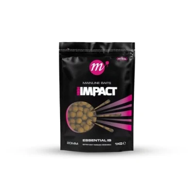 Image of Mainline Baits High Impact Essential IB 20mm 1kg Carp Fishing Boilies Complete Food Source Bait Resealable Bag Exclusive Liquid Additives and Premium Ingredients