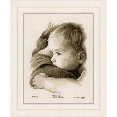Image of Vervaco Birth Record: Baby Hug, Polyester Cotton, Assorted, 40 x 2 20 cm