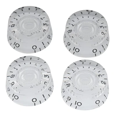 Image of Musiclily Basic Metric Speed Knobs Tone Volume Control for Epiphone Les Paul SG Electric Guitar, Transparent with Black Number (Set of 4)
