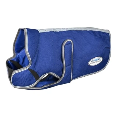 Image of WeatherBeeta ComFiTec Premier Free Parka Deluxe Dog Coat Medium, Dark Blue/Grey/White, 80cm