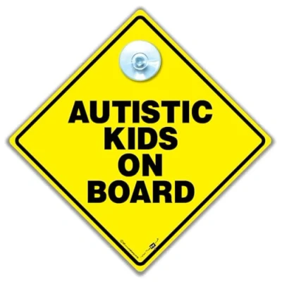 Image of Autistic Kids on Board Car Sign, Baby Person Autism Awareness Sign 14cm x