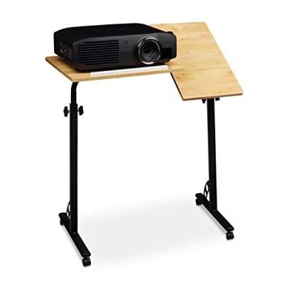 Image of Relaxdays Laptop Table, Large, Height Adjustable, 110 x 80 50 cm, Mobile Podium w/ Wheels, Lecturn, Yellow