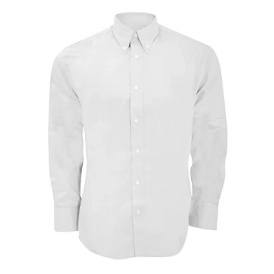 Image of Kustom Kit Mens Long Sleeve Tailored Fit Premium Oxford Shirt (18inch) (White)