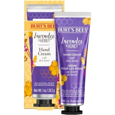 Image of Burt’s Bees Hand Cream for Very Dry Hands, Lavender &amp; Honey, Moisturiser With Shea Butter, 28.3g, Packaging May Vary