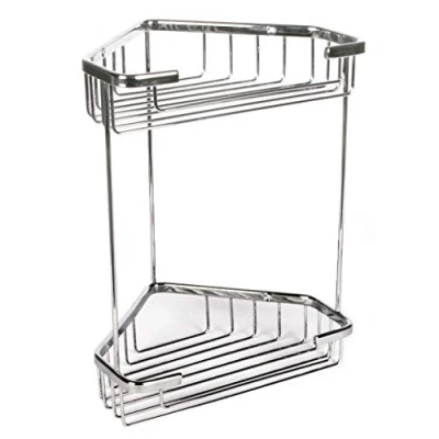 Image of Tatay Krom Double Corner Storage Basket, 200 x 150 270, INOX/Laton Brass, Silver, One Size