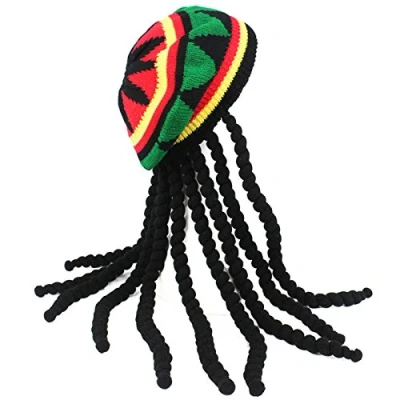 Image of Adults Fancy Dress Jamaican Rasta Hat with Dreadlocks