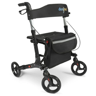 Image of Dunimed Lightweight Foldable Rollator Easily for Trunk &amp; Travel Height Adjustable Including Practical Bag Under The seat Walker Seniors Walking aid Black