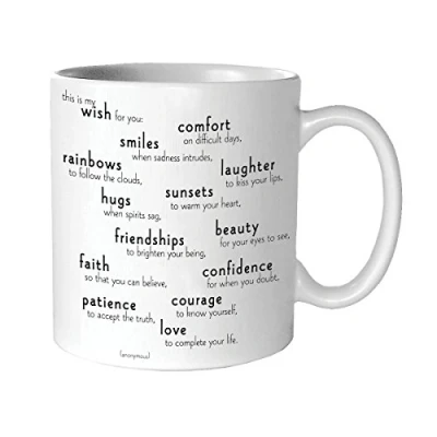 Image of Quotable White Ceramic Mug, 400 ml, This is My Wish for You, Microwave and Dishwasher Safe…