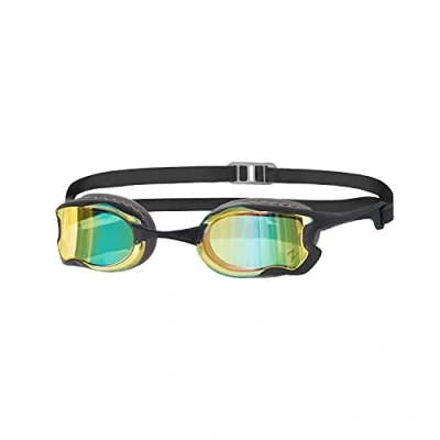 Image of Zoggs Unisex Raptor HCB Low Profile Swimming Goggles, Racing Grey/Black/Mirror