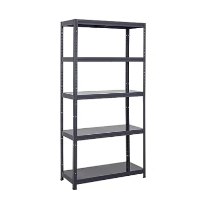 Image of BiGDUG 5 Tier Painted Garage Shelving Grey Steel Boards 1900h x 900w 400d mm 90kg Per Shelf UDL (450kg Bay)