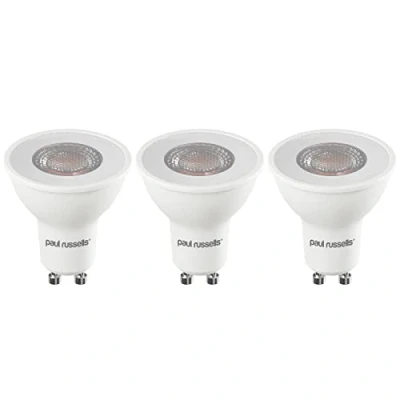 Image of paul russells GU10 LED Bulbs, 4W 345lumens, 50Watt Equivalent Halogen Spotlight Bulbs Replacement, 36 Narrow Beam, Bright Daylight 6500K, No Flickering, Energy Saving Non Dimmable, Pack of 3