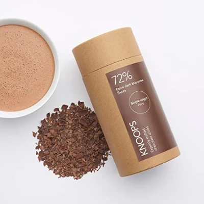 Image of Knoops 72% Peruvian Single Origin Extra Dark Luxury Hot Chocolate Flakes, Vegan Cocoa with All Natural Ingredients 250g (approx 7 servings)