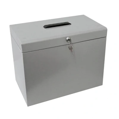 Image of Cathedral Products A4 Steel File Box with Starter Pack of 5 Suspension Files Grey