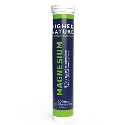 Image of Higher Nature Magnesium Effervescent 200mg Supplement Natural Orange Flavour No Artificial Sweeteners 20 Tablets