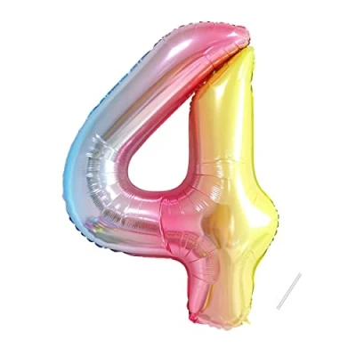 Image of Number Balloons 4,Rainbow 4 for Birhtday Party Decoration,40 Inch Giant Helium Foil Boys Girls 4th Birthday Decor Anniversary Decorations Supplies