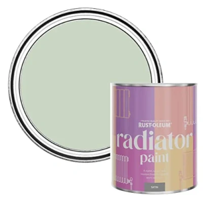 Image of Rust Oleum Green Heat Resistant Radiator Paint in Satin Finish Laurel 750ml