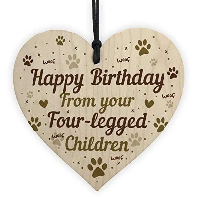 Image of RED OCEAN FUNNY Birthday Gift For Mum Dad Wooden Heart From Dog Cat Pet Lover Sign