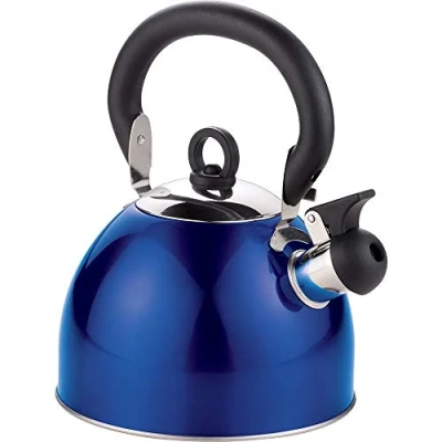 Image of Blue Stainless Steel Whistling Kettle 2.5L Stove Top Hob Kitchenware Tea Camping