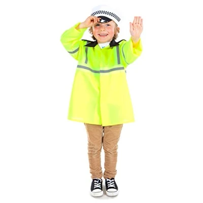 Image of PRETEND TO BEE Police Traffic Officer Fancy Dress Costume for Kids, Fluorescent &amp; Black, 5 7 Years