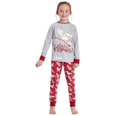 Image of Harry Potter Personalised Girls Boys Pyjamas Back to Hogwarts Character Nightwear (UK, Age, 12 Years, 13 Regular, Hogwarts)