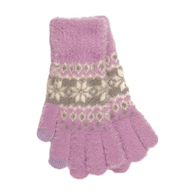 Image of undercover lingerie Ladies Fairisle Print Touch Screen Fluffy Gloves GL862A Lilac
