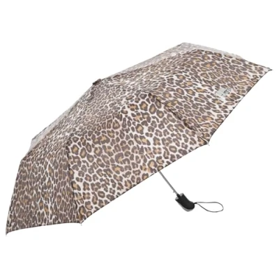 Image of Trespass Unisex Maggiemay Umbrella with Sleeve, Leopard Print,Brown, One Size