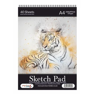 Image of Artists Sketch Pad A4 Size Premium Quality Cartridge Paper Spiral Bound Artist Drawing Books 170gsm Durable Acid Free (Tiger)