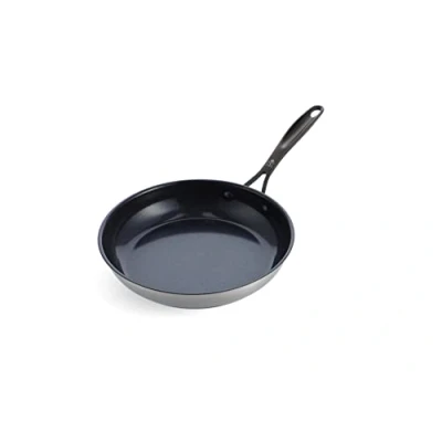 Image of BK Ceramic Black Stainless Steel Frying Pan Skillet with PFAS Free Non Stick Coating, 24cm, Induction, Dishwasher Safe, Oven Silver &amp;