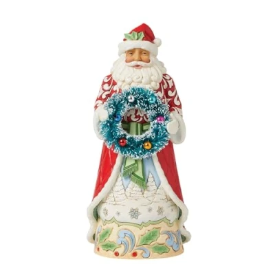 Image of Heartwood Creek by Jim Shore Santa With Sisal Wreath Figurine