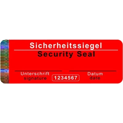 Image of 1000 pcs Security Seal with Serial Number 70x25mm red, writable, Tamper Proof Seal, Sticker, Warranty Labels, self Adhesive Label, Antifake Sticker