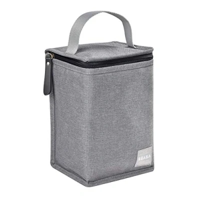 Image of BÉABA Insulated Baby Meal Pouch Large Capacity Thermal Bottle Storage Bag for carrying full meals Foldable Soft Waterproof Material Grey