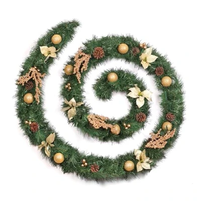 Image of Best Artificial Cream Gold Decorated Christmas Garland (12ft Garland)