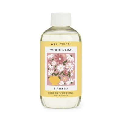 Image of Wax Lyrical Flower Market White Daisy &amp; Freesia Reed Diffuser Refill 200ml Joyful Floral Fragrance Made in England