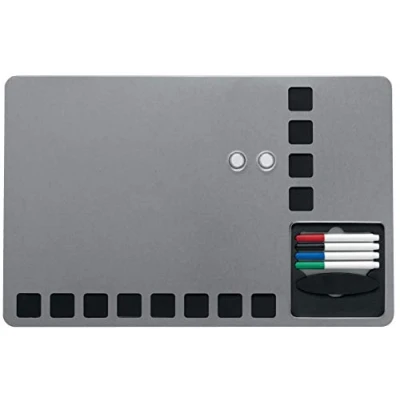 Image of Nobo Small Magnetic Whiteboard With Pin Board Squares, Frameless, Wall Mountable, Integrated Storage, Includes Pens, Magnets, Eraser &amp; Fixing Kit, 610 x 390 mm, White, 1903812