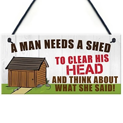Image of RED OCEAN Man Needs A Shed Cave Garage Home Bar Pub Hanging Plaque Gift Sign