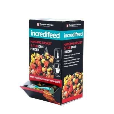 Image of IncrediFeed Hanging Basket &amp; Tub Drip Feeder Quick, Easy to Use for Better Healthy Plant Growth Greener Leaves More Flowers, 1 x 30ml Bottle by Thompson and Morgan (1)