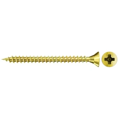 Image of fischer Chipboard Screw 4.5 x 20 Countersunk Head Yellow Galvanised Full Thread Phillips PZ