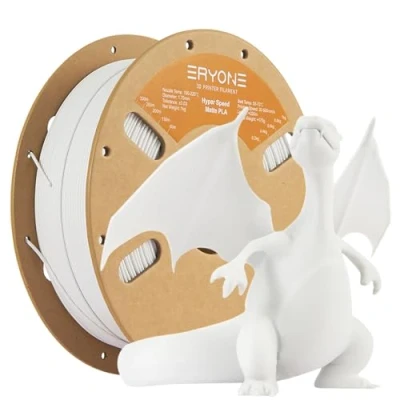 Image of ERYONE High Speed Matte Filament PLA 1.75mm +/ 0.03mm, 3D Printing Pro Fit Most FDM Printer, 1kg (2.3LBS) / Spool, White