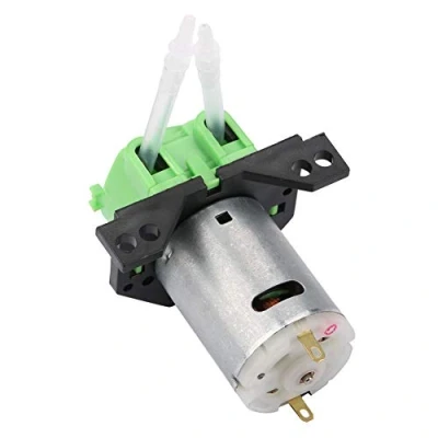 Image of 12V/24V DC Dosing Pump Self Priming Peristaltic Head Adjustable Flow Direction with Connector for Aquarium Lab Chemical Analysis (Green 12v 2 * 4)