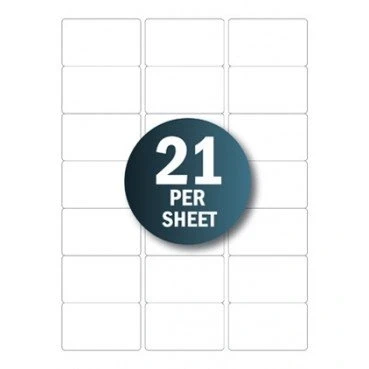 Image of 50 Sheets of White Address Labels 21 per A4 Sheet Laser Inkjet L7160 (63.5mm x 38mm)