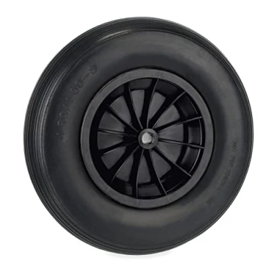 Image of Relaxdays Wheelbarrow Wheel 4.80/4.00 8, Rubber Tyre, Plastic Rim, Puncture Proof Replacement, up to 100 kg, Black, 4.8/4 8