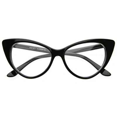 Image of Cat Eye Womens Black Hot Fashion Clear Lense Nerd Geek Glasses Retro Style