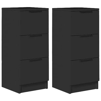 Image of vidaXL Engineered Wood Sideboards Set of 2 With Ample Storage Drawers, Versatile Use, Black