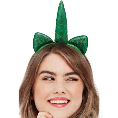 Image of Smiffys Paddy&#039;s Day Metallic Unicorn Headband, St Patricks&#039; Fancy Dress, Adult Dress Up Accessories