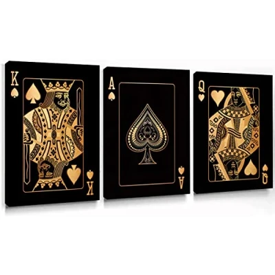 Image of Jack Queen And King Playing Cards Wall Art Canvas Ace Of Spade Card Poker Poster Vintage Prints Bar Pub Casino Decoration Pictures Nordic on