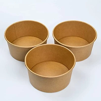 Image of Lesibag 50 pcs 35 Oz Disposable Paper Bowls, Brown Cardboard Takeaway Salad Bowls for Hot/Cold Food, Soup