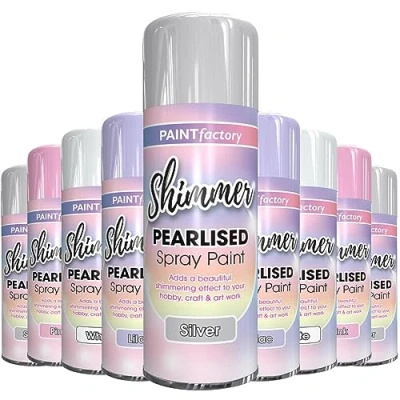 Image of AlezyB 1 x Pearlised Shimmer Silver Aerosol Spray Paint 400ml Use in variety of colors White Pink Lilac,Arts Crafts
