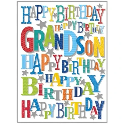 Image of Grandson Birthday Card Special Finishes Colourful Contemporary Design Made in the UK Eco Friendly