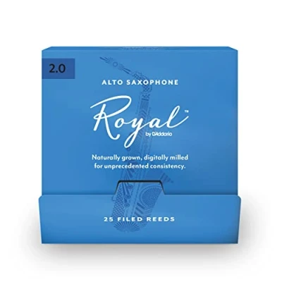 Image of D&#039;Addario Woodwinds Royal Alto Saxophone Reeds Sax with Strong Spine Great for Classical or Jazz Strength 2.0, 25 Pack